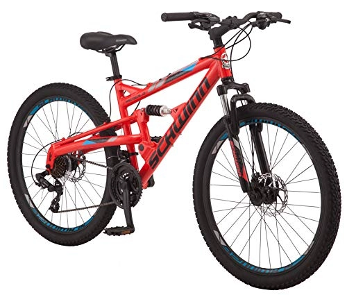 Mountain Bike : Schwinn Protocol 1.0 Men's Dual-Suspension Mountain Bike, 26" Wheels, Red / Blue