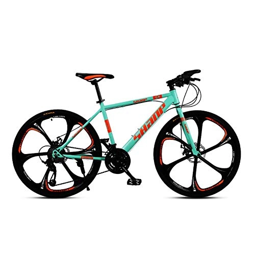 Mountain Bike : SCYDAO Adult Mountain Bike, 26 Inch 21-Speed Mountain Trail Bike High Carbon Steel Outroad Bicycles, MTB Gears Dual Disc Brakes, Green, 21 speed