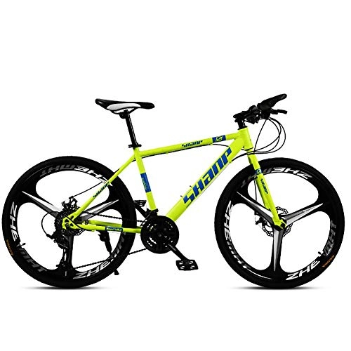 Mountain Bike : SCYDAO Mountain Bike 26 Inch, 21 Speed / 24 Speed / 30 Speed Carbon Steel Mountain Bike Bicycle MTB, Double Disc Brake Racing Bicycle Outdoor Cycling, Yellow, 21 speed