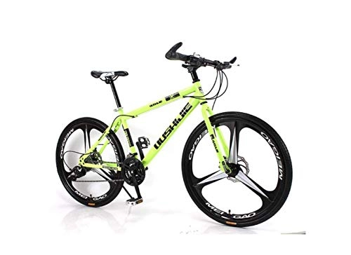 Mountain Bike : SEESEE.U Mountain Bike Unisex Mountain Bike 21 / 24 / 27 / 30 Speed ​​High-Carbon Steel Frame 26 Inches 3-Spoke Wheels Bicycle Double Disc Brake for Student, Green, 27 Speed