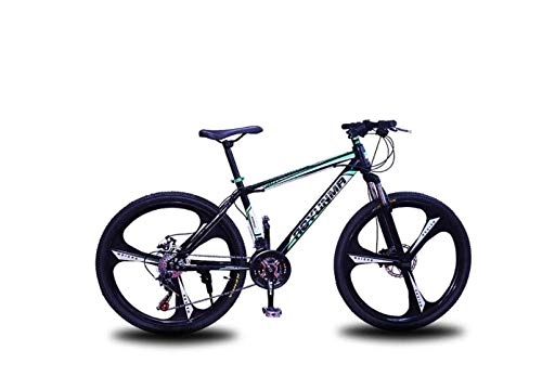 Mountain Bike : SEESEE.U Mountain Bike Unisex Suspension Mountain Bike, 24 inch 3-Spoke Wheels High-Carbon Steel Frame Bicycle, 21 / 24 / 27 Speed Double Disc Brake Commuter City, Green, 27 Speed