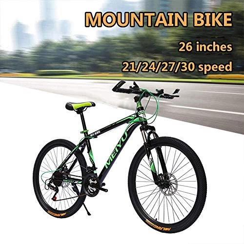 Mountain Bike : Shirrwoy 26 Inch Men's Mountain Bike, Aluminum alloy Hardtail Mountain Bikes, Mountain Bicycle with Front Suspension Adjustable Seat, 21 / 24 / 27 / 30 Speed, Black, 24 speed