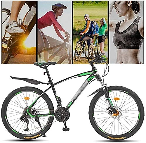 Mountain Bike : Shirrwoy Adult Mountain Bike, 24 / 26 inch Wheels, Mountain Trail Bike High Carbon Steel Outroad Bicycles, 27-Speed Bicycle MTB Gears Dual Disc Brakes Mountain Bicycle, Green, 26 inch