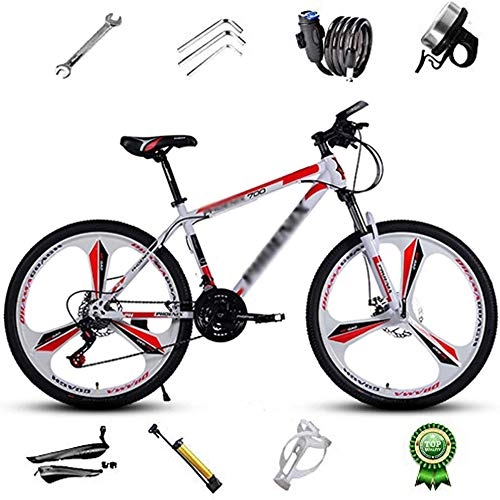 Mountain Bike : Shirrwoy Mountain Bike 26 Inch, 21 / 24 / 27speed High Carbon Steel Road Bikes 3 Cutter Wheels Bicycles Dual Disc Brakes, Suspension Fork Mountain Bicycle, 26in, 21 speed