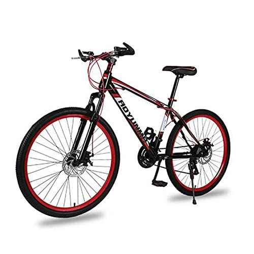 Mountain Bike : SHTST 26-inch mountain bike-21 - speed dual-disc brake variable speed bicycle, high-carbon steel thickened frame bike (Color : Black)