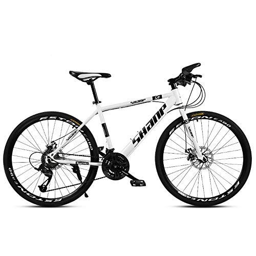 Mountain Bike : SIER Adult mountain bike 26 inch double disc brake one wheel 30 speed off-road speed bicycle male and female students bicycle, White