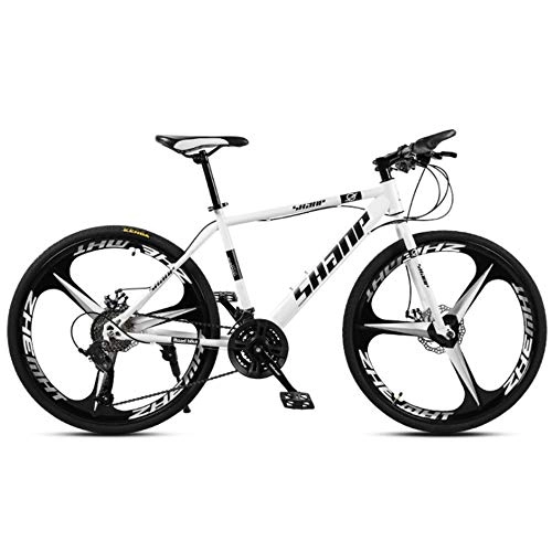 Mountain Bike : SIER Adult mountain bike 26 inch double disc brake one wheel 30 speed off-road speed bicycle men and women, White