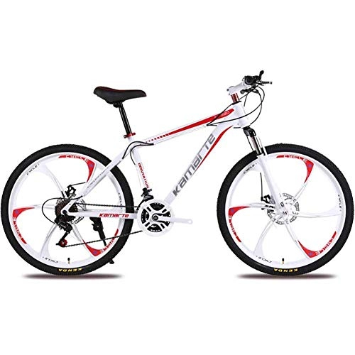 Mountain Bike : smzzz Sports Outdoors Commuter City Road Bike Bicycle Mountain 24inch Six-knife Wheel High-carbon Steel Unisex Off-road Damping Dual Suspension Mountain Disc Brakes Red 27speed