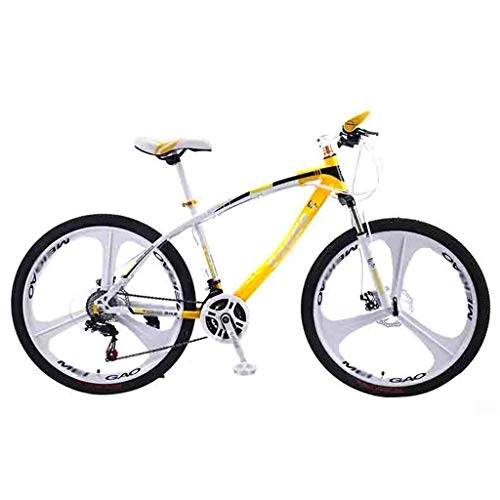 Mountain Bike : SOAR Adult Mountain Bike Bicycle Adult Mountain Bike MTB Road Bicycles For Men And Women 24 / 26In Wheels Adjustable Speed Double Disc Brake (Color : Yellow-24in, Size : 24 Speed)