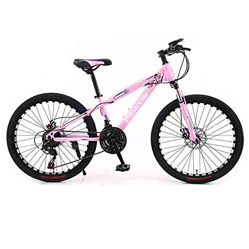 Mountain Bike : SOAR Adult Mountain Bike Bicycle MTB Adult Mountain Bike Teens Road Bicycles For Men And Women Wheels Adjustable 21 Speed Double Disc Brake (Color : Pink)