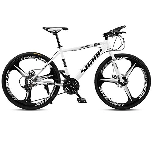 Mountain Bike : Sports and leisure adult mountain bikes Men and women cross-country speed racing car Double disc brake shaft rims Three knives Red 26 inch 24 speed-Three knives / white_26 inch 27 speed