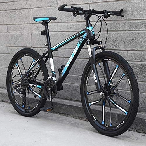 Mountain Bike : Stylish 24-Speed Mountain Bike 24 / 26" Wheel Front Suspension Lightweight Carbon Steel Frame, #B, 24inch