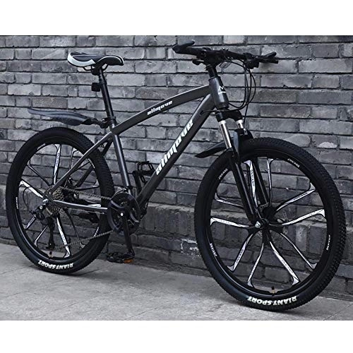 Mountain Bike : Stylish 30 Speeds Mountain Bikes Bicycles, Lightweight Carbon Steel Frame Mountain Bike Double Disc Brake Alloy Wheel Young Men And Women Road Bike, Black