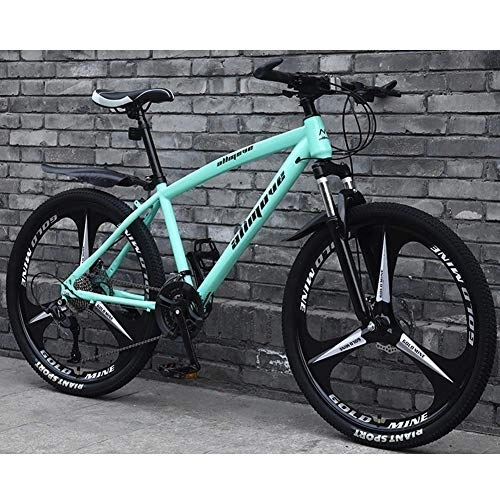 Mountain Bike : Stylish Mountain Bikes Bicycles, 27 Speeds Variable Speed Mountain Bike Lightweight Carbon Steel Frame Double Disc Brake Men And Women Road Bike, Green, 26inch