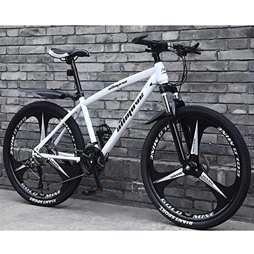Mountain Bike : Stylish Mountain Bikes Bicycles, 30 Speeds Variable Speed Double Disc Brake Mountain Bike Lightweight Carbon Steel Frame Men And Women Road Bike, White, 26inch