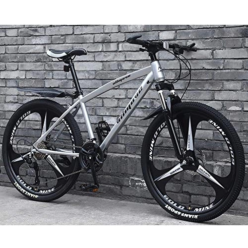 Mountain Bike : Stylish Mountain Bikes Bicycles, Lightweight Carbon Steel Frame Double Disc Brake 24 Speeds Variable Speed Mountain Bike Men And Women Road Bike, Gray, 24inch