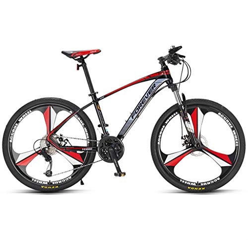 Mountain Bike : Suspension Mountain Bike - Black And Blue, Black And Red 27-speed / 30-speed Suspension Mountain Bike Wheel Size 26 Inches Unisex Imitation Carbon Aluminum Frame