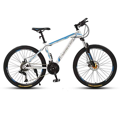Mountain Bike : SXXYTCWL 26 Inch Mountain Bikes, Suspension Frame Bicycles, High Carbon Steel Mountain Trail Bike, 24 Speed Gears, Gifts for Friends, White Blue jianyou