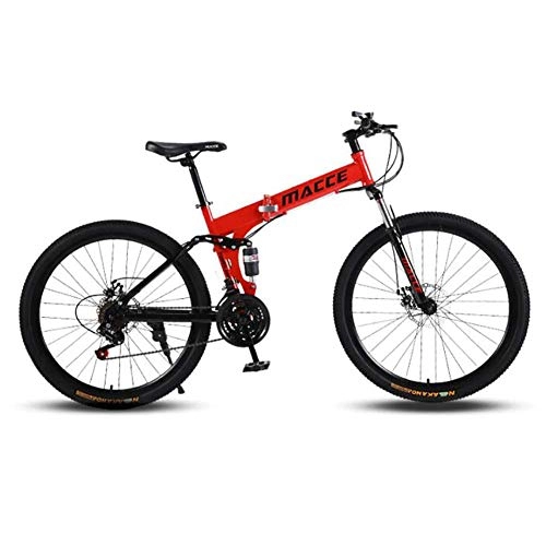 Mountain Bike : SXXYTCWL Full Suspension MTB, Mountain Bicycle, 26 Inch Wheels, 27-Speed, with Disc Brakes, for Men And Women, Red jianyou