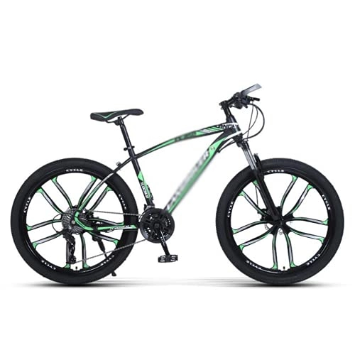Mountain Bike : T-Day Mountain Bike 26 Inch Mountain Bike High Carbon Steel MTB Bicycle For Adult 21 / 24 / 27 Speed Double Disc Brake Outroad Mountain Bicycle For Men Women(Size:27 Speed, Color:Green)