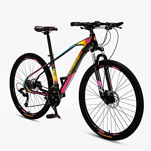 Mountain Bike : T-Day Mountain Bike Adult Mountain Bike, 26” Wheels, Suspension Fork, 27 Speed Shifters, Dual-Disc Brakes, Unisex MTB Bikes For Women And Men(Color:B)