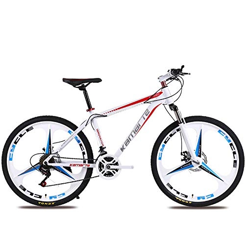 Mountain Bike : TATANE Adult Mountain Bike, 24 / 26 Inch Disc Brakes, 21 / 24 / 27 Speed Student Cycling Bicycle, White, 26 inch 24 speed