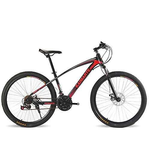 Mountain Bike : TATANE Adult Mountain Bike, Shock-Absorbing Student Riding Variable Speed Bicycle, High Carbon Steel Male And Female Bicycle, Red, 24 inch 27 speed