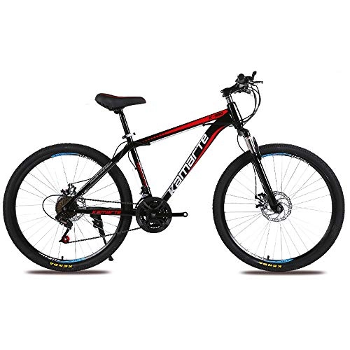 Mountain Bike : TATANE High Carbon Steel Mountain Bike, Adult 24 / 26 Inch Disc Brake, 21 / 24 / 27 Speed Outdoor Couple Student Bicycle, Red, 26 inch 21 speed