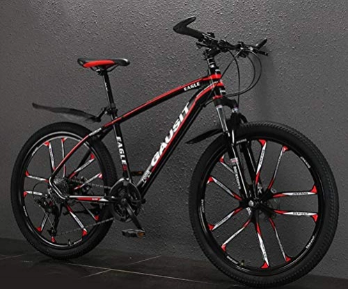 Mountain Bike : Tbagem-Yjr 26 Inches Aluminum Frame MTB Bicycle Mountain Bike For Adults City Road Bicycle (Color : Black red, Size : 30 speed)