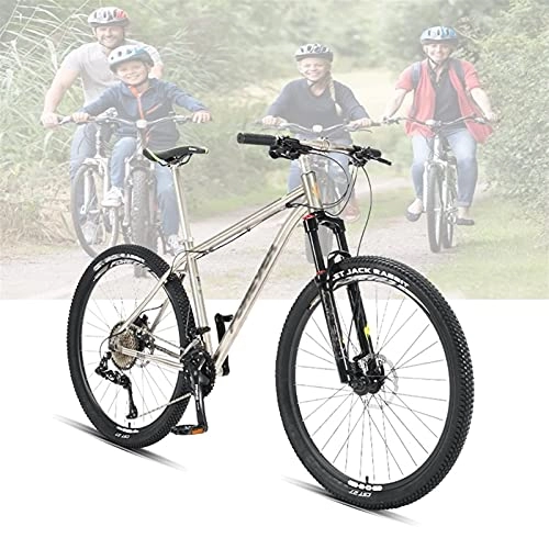 Mountain Bike : Tbagem-Yjr 27.5 Inch Spoke Wheel Mountain Bikes For Men / Women 36 Speeds Off-Road Hardtail Trail Bicycle Titanium Alloy Frame MTB Golden