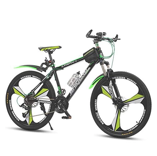Mountain Bike : Tbagem-Yjr Adult Damping Mountain Bike, 26 Inch Wheels Dual Disc Brake Variable Speed Road Bicycle (Color : Green, Size : 21 speed)