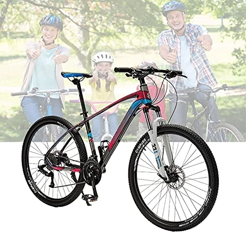 Mountain Bike : Tbagem-Yjr Adult Mountain Bikes 26in Alloy Frame Bike 27 / 30 Speeds Gears Bicycle Spoke Wheel Full Suspension MTB Oil Disc Brakes Men And Women Bicycles Red (Size : 27speed)