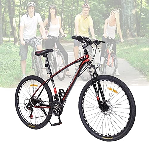 Mountain Bike : Tbagem-Yjr Aluminum Frame Mountain Bike For Adult 26 Inch Men And Women Hardtail Trail Bicycle 24 Speed MTB Spoke Wheel Red