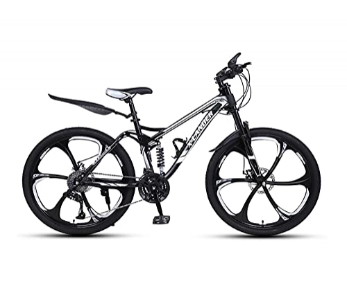 Mountain Bike : Tbagem-Yjr Mountain Bike 24" Adult Double Disc Brake 21 / 24 / 27 / 30 Speed 6-spoke Full Suspension Outdoor Cross Country Bike High Carbon Steel Color:A-C (Color : C, Size : 30speed)