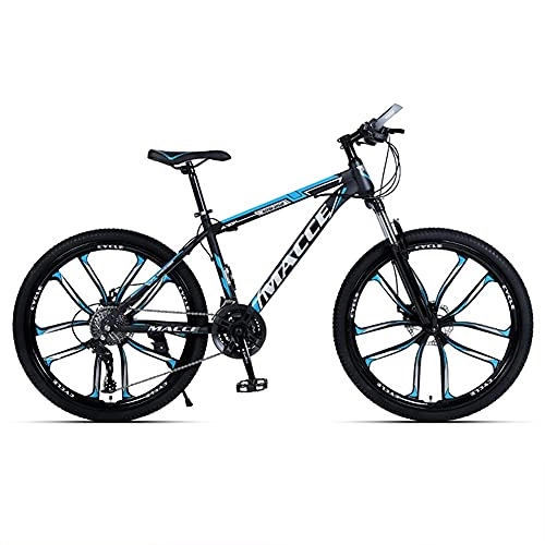 Mountain Bike : TBNB 24 / 26 Inch Adult Mountain Bike, 21-30 Speed Men's Women's Offroad City Road Bicycle, Double Disc Brakes and Suspension Forks, White (Blue 24inch / 27Speed)