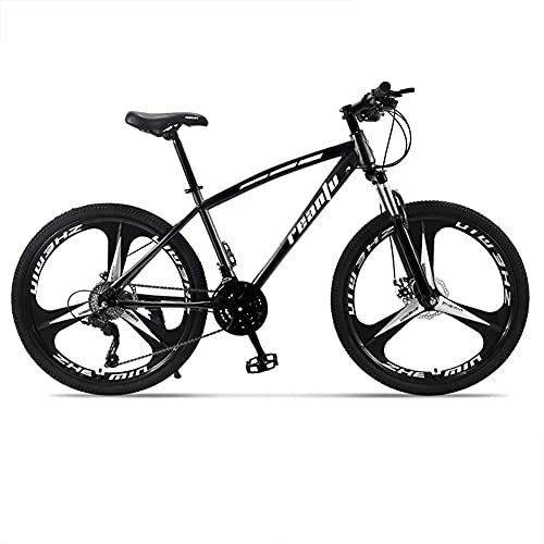 Mountain Bike : TBNB 24 / 26inch Adult Mountain Bike, City Road Bicycle for Men Women, 21-30 Variable Speed, Double Disc Brake, Suspension Fork, 3-Spoke Wheel (Black 26inch / 27Speed)
