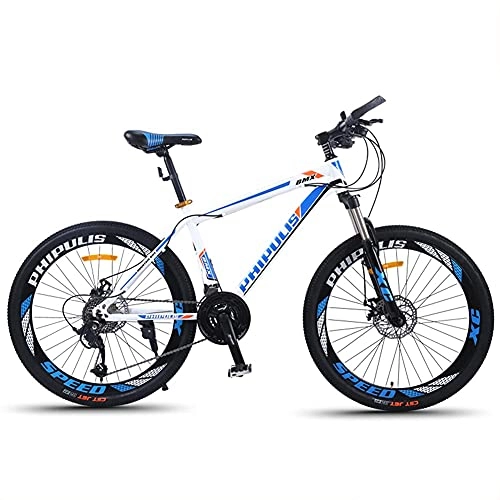 Mountain Bike : TBNB 24 / 26inch Mountain Bike for Adult Men Women, Outdoor Cycling Road Bicycle, 21-30 Speed, Double Disc Brakes, Suspension Fork (Blue 26inch / 21Speed)