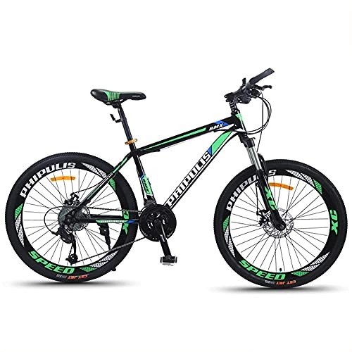 Mountain Bike : TBNB 24 / 26inch Mountain Bike for Adult Men Women, Outdoor Cycling Road Bicycle, 21-30 Speed, Double Disc Brakes, Suspension Fork (Green 24inch / 21Speed)