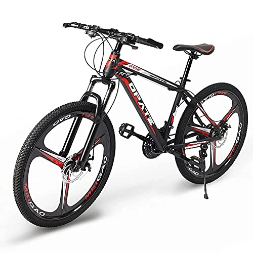 Mountain Bike : TBNB 24 / 26inch Mountain Bike for Men Women, Adult Road Offroad City MTB Bicycles, Suspension Fork, 21-30 Speed, Dual Disc Brakes (Red 26inch / 21Speed)