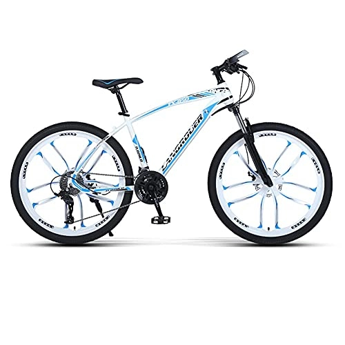 Mountain Bike : TBNB 26inch Adult Men's Mountain Bike, 21-Speed, Disc Brake, Road Bicycles, Suspension Fork, Racing Bike, Multiple Colors (White 26inch / 27Speed)