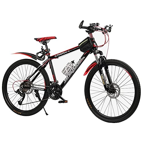 Mountain Bike : TBNB 26inch Adult Mens and Womens Mountain Bikes, Dual Disc Brakes, 21-Speed, Youth Mountain Bicycles, Outdoor Fitness Sports Road Bikes (Red a)