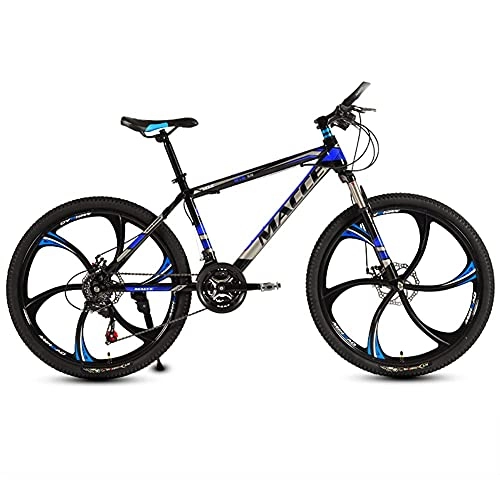 Mountain Bike : TBNB 26inch Mountain Bike, 21-30 Speed Mountain Bicycles for Adults Youth MenWomen, Full Suspension Road Bike, Double Disc Brakes (Blue 24inch / 24Speed)