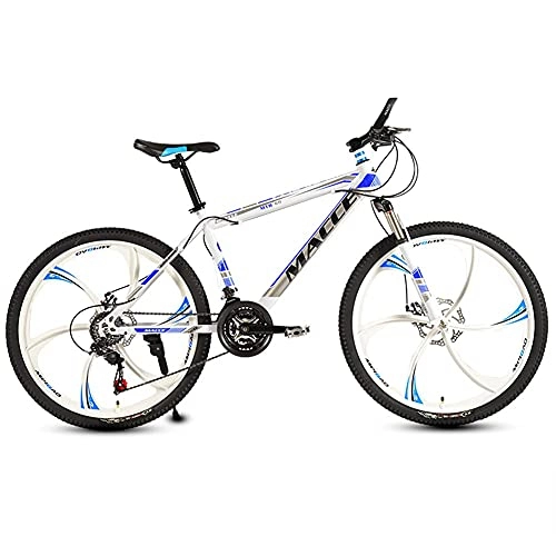 Mountain Bike : TBNB 26inch Mountain Bike, 21-30 Speed Mountain Bicycles for Adults Youth MenWomen, Full Suspension Road Bike, Double Disc Brakes (White 24inch / 30 Speed)