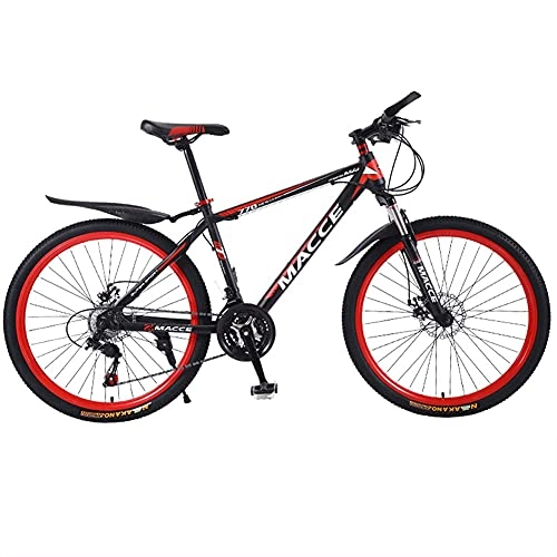 Mountain Bike : TBNB Adult Outdoor Mountain Bikes, Men'S Road Bikes, Women'S Cruiser Bicycle, 21-30 Speeds, 26 / 24 Inches, Suspension Forks, Double Disc Brakes, MTB Bike (Red 26inch / 24Speed)