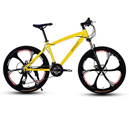 Mountain Bike : TOOLS Off-road Bike Adult MTB Bicycle Road Bicycles Mountain Bike For Men And Women 24In Wheels Adjustable Speed Double Disc Brake (Color : Yellow, Size : 21 speed)