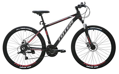 Mountain Bike : Totem Unisex-Youth Mountain Bike / Bicycles 26'' Wheel 21 Speeds Shimano, Black Red, 26
