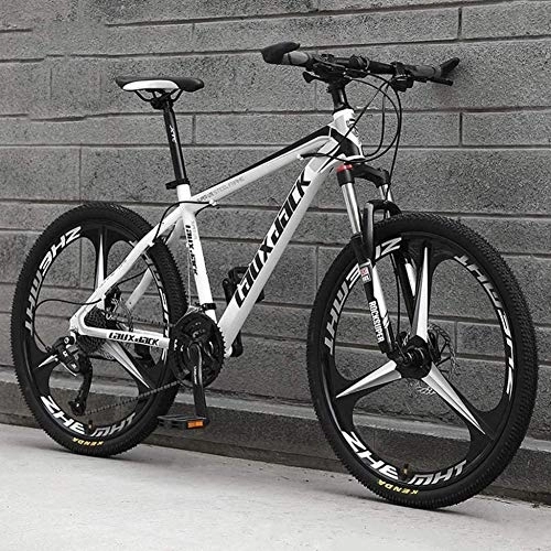 Mountain Bike : TRGCJGH Mountain Bike 26 Inches, Variable Speed Carbon Steel Mountain Bike 21 / 24 / 27 / 30 Speed Bicycle Full Suspension MTB Riding, E-27speed