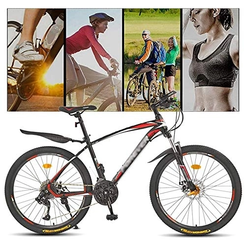 Mountain Bike : TRGCJGH Mountain Bike, Mountain Trail Bike High Carbon Steel Outroad Bicycles, 27-Speed Bicycle MTB ​​Gears Dual Disc Brakes Mountain Bicycle, D-24inch