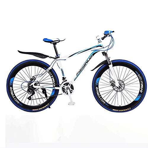 Mountain Bike : TRonin 26In 24-Speed Mountain Bike for Adult Lightweight Aluminum Alloy Full Frame Wheel Front Suspension Mens Bicycle Disc Brake, blue
