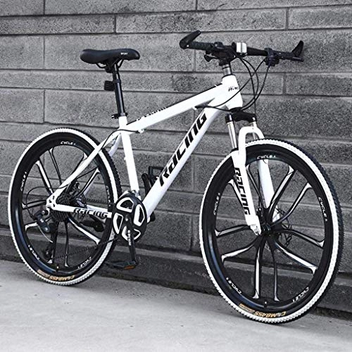 Mountain Bike : TTZY 26 inch Mountain Bikes, Men's Dual Disc Brake Mountain Bike, Bicycle Adjustable Seat, High-Carbon Steel Frame, 21 / 24 / 27 Speed 7-2, 27 SHIYUE